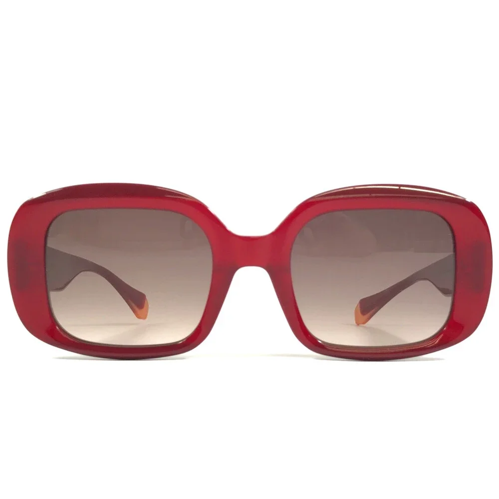 Gigi Studios Sunglasses BITTER 6942/6 Red Square Frames w/ Brown Gradient Lenses